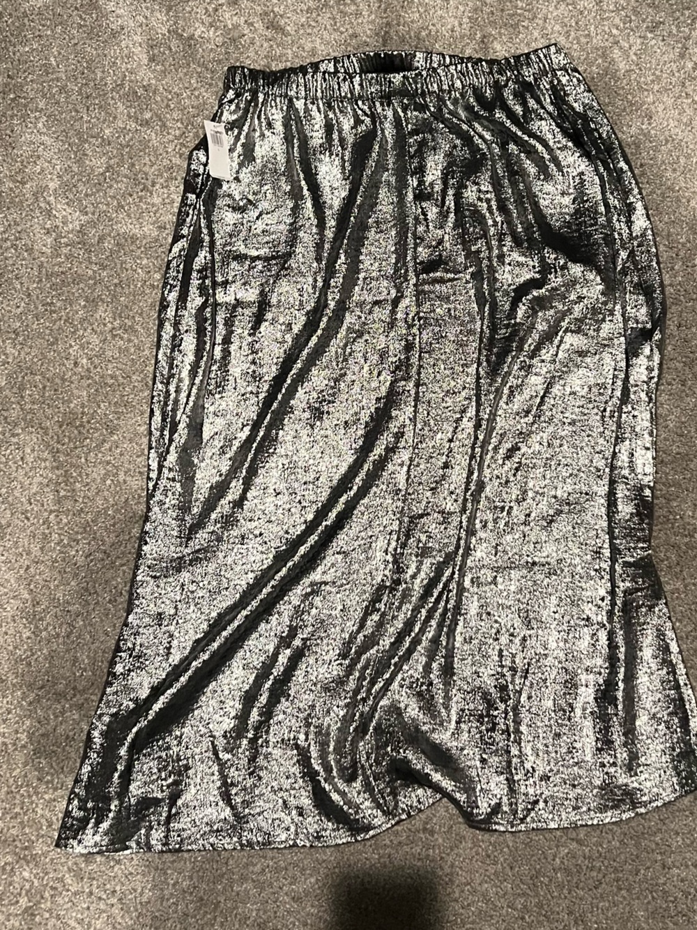 Old Navy Metallic Silver Midi Skirt
